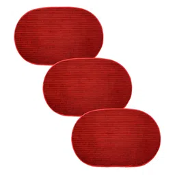 Kuber Industries Red 3 Pieces Anti-Skid Oval Shaped Doormats-image-98