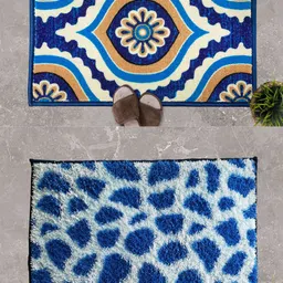Athom Trendz Set of 2 Blue & White Ikat Anti Skid  Doormats-image-5