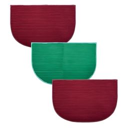 Kuber Industries Red & Green 3 Pieces Anti-Skid D-Shaped Doormats-11