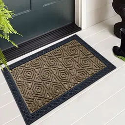 LUXEHOME INTERNATIONAL Yellow & Black Hexagonal Patterned Rectangular Anti-Skid Doormat-47