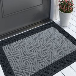 LUXEHOME INTERNATIONAL Black & Grey Hexagonal Patterned Rectangular Anti-Skid Doormat-12