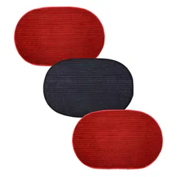Kuber Industries Red & Grey 3 Pieces Anti-Skid Oval Shaped Doormats-57