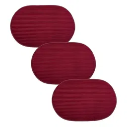 Kuber Industries Maroon 3 Pieces Anti-Skid Oval Shaped Doormats-95