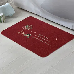 Kuber Industries Maroon 2 Pieces Printed Anti-Skid Microfiber Doormats-83