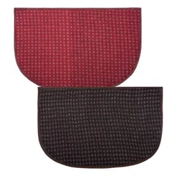 Kuber Industries Maroon & Brown 2 Pieces Anti-Skid D-Shaped Doormats-6