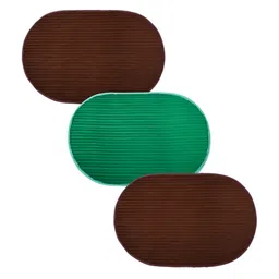 Kuber Industries Brown & Green 3 Pieces Anti-Skid Oval Shaped Doormats-50