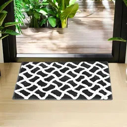 Kuber Industries Grey & White 2 Pieces Zig Zag Designed Microfibre Anti-Skid Door Mats-31