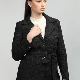 HONNETE Self Design Notched Lapel Coat-picture-9