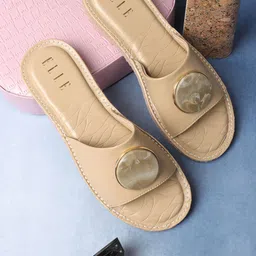 ELLE Embellished Open Toe Flats-image-53