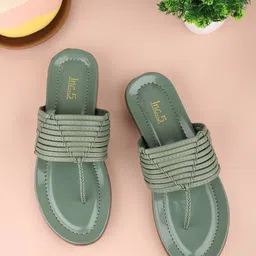 Inc 5 Textured Open Toe T-Strap Flats-12