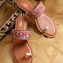 Anouk Women Sequined & Woven Design Ethnic One Toe Flats-24