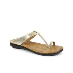 SOLES Women Gold-Toned Ethnic T-Strap Flats-image-37