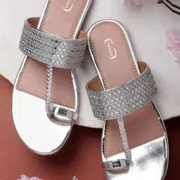PANAHI Women Silver-Toned One Toe Flats-picture-29