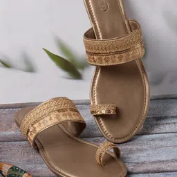 PANAHI Women Copper-Toned One Toe Flats-image-24