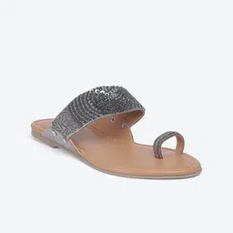 Biba Women Grey Embellished One Toe Flats-image-13