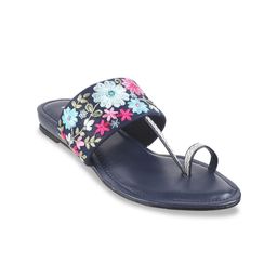 Mochi Ethnic Floral Embroidered One Toe Flats-52