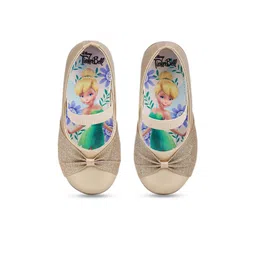 toothless Girls Gold Tinker Bell Printed Bows Ballerinas Flats-24