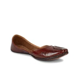 Ta Chic Ethnic Embellished Square Toe Leather Mojaris-picture-37