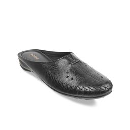Mochi Women Black Mules with Laser Cuts Flats-33