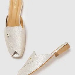 Marc Loire Women Gold-Toned Textured Mules-image-54