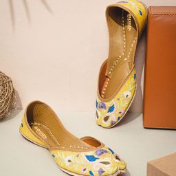 Anouk Yellow And Blue Embroidered Leather Ethnic Mojaris-picture-38