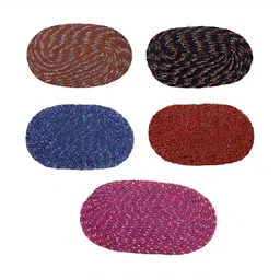 Supreme Home Collective Blue & Black 5Pcs Cotton Anti Skid Doormats-12