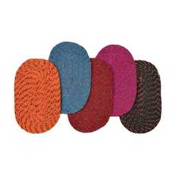Supreme Home Collective Red & Orange 5 Pcs Cotton Anti Skid Doormats-15
