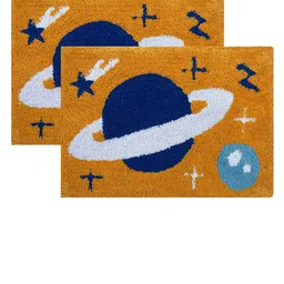 AAZEEM Set Of 2 Orange & Blue Anti-Skid Doormats-35