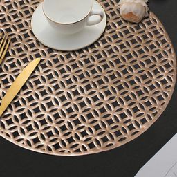 LooMantha Gold-Toned 2 Pieces Floral Cutwork Round Table Placemats-35