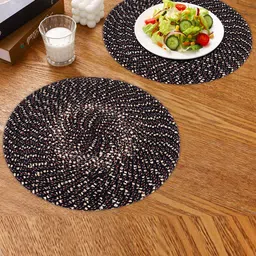 Kuber Industries Brown 2-Pieces Woven Design Reversible Table Placemats-47