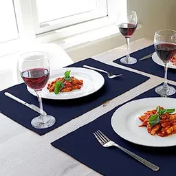 Lushomes Navy Blue 4 Pieces Rectangular Table Placemats-22