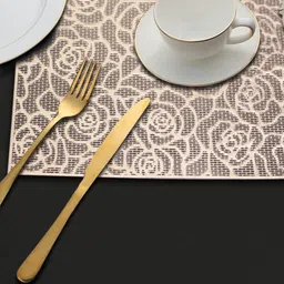 LooMantha Rose Gold-Toned 2 Pieces Floral Cutwork Table Placemats-5
