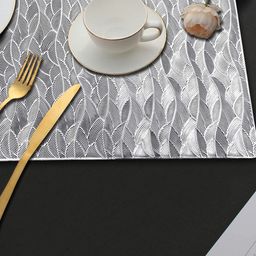 LooMantha 2-Pc Grey Rectangle Table Placemats-23