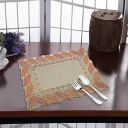 Kuber Industries Cream & Brown 6 Pieces Printed Rectangle Table Placemats-3
