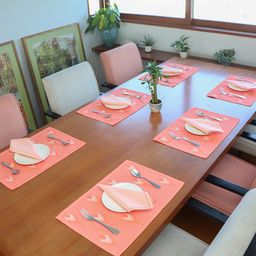 ZEBA Orange & Cream 12 Pieces Printed Table Placemats & Napkins-11