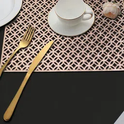 LooMantha Gold-Toned 2 Pieces Floral Cutwork Rectangle Table Placemats-34