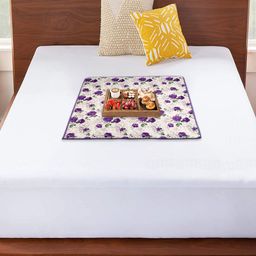 Kuber Industries White Printed  Waterproof Reversible Bed Server Mat-96