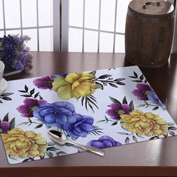 Kuber Industries White & Blue 6 Pieces Printed Fridge Mats-17