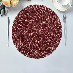 Kuber Industries Maroon 2 Pieces Woven Design Reversible Table Placemats-54