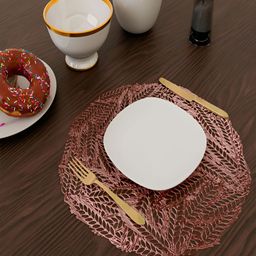Kuber Industries Copper Toned 6 Pcs Leaf-Design Table Placemats-8