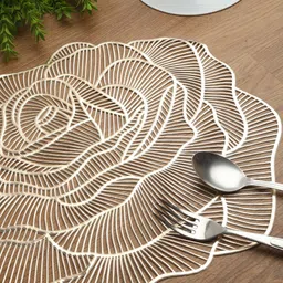 HOSTA HOMES Set Of 6 Gold-Toned Floral Table Placemats-13