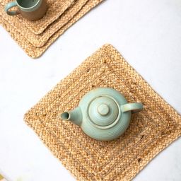 JASMEY HOMES Set Of 4 Beige Braided Jute Table Placemats-11
