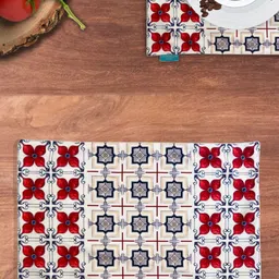Tasseled Home Green & White 4-Pieces Floral Print Rectangular Table Placemats-13