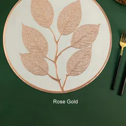 Dakshya Industries Copper Toned 6 Pieces Self-Designed Table Placemats-47