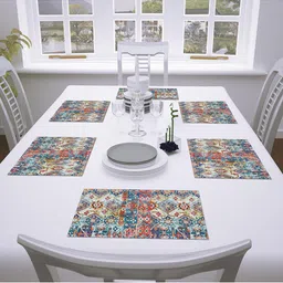 AEROHAVEN Set of 6 Multi-Colored Abstract Dining Table Placemats-25