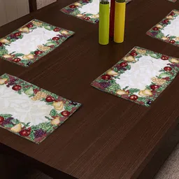 KLOTTHE Set Of 6 Green & Red Woven Design Dining Table Placemats image 1