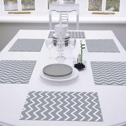 AEROHAVEN Set Of 6 Grey Geometric Dining Table Placemats-14