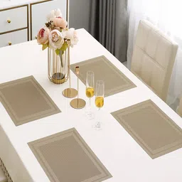 HOKIPO 4 Pieces Textured & Colourblocked Table Placemats-26