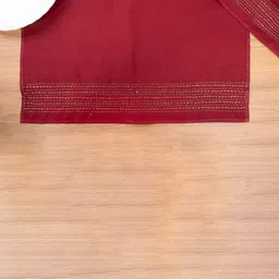 ArtEastri Set of 4 Maroon Zari Kantha Embroidered Table Placemats-17