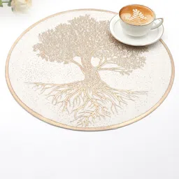 Dakshya Industries Yellow 2-Pieces Round Kitchen Table Placemats-26